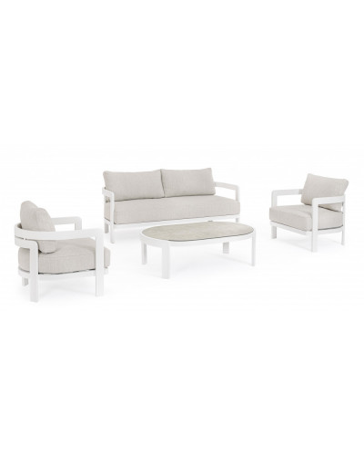 Presley White Sofa Set