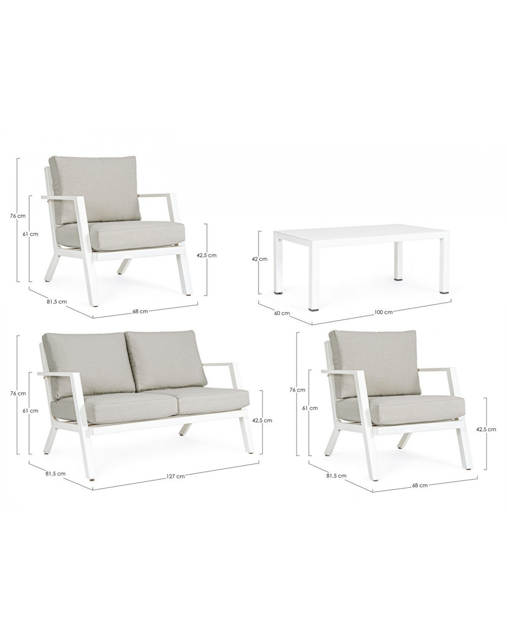 Harley White Sofa Set
