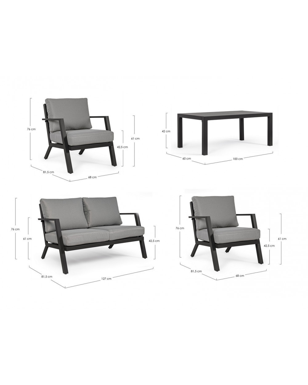 Harley Antracite Sofa Set
