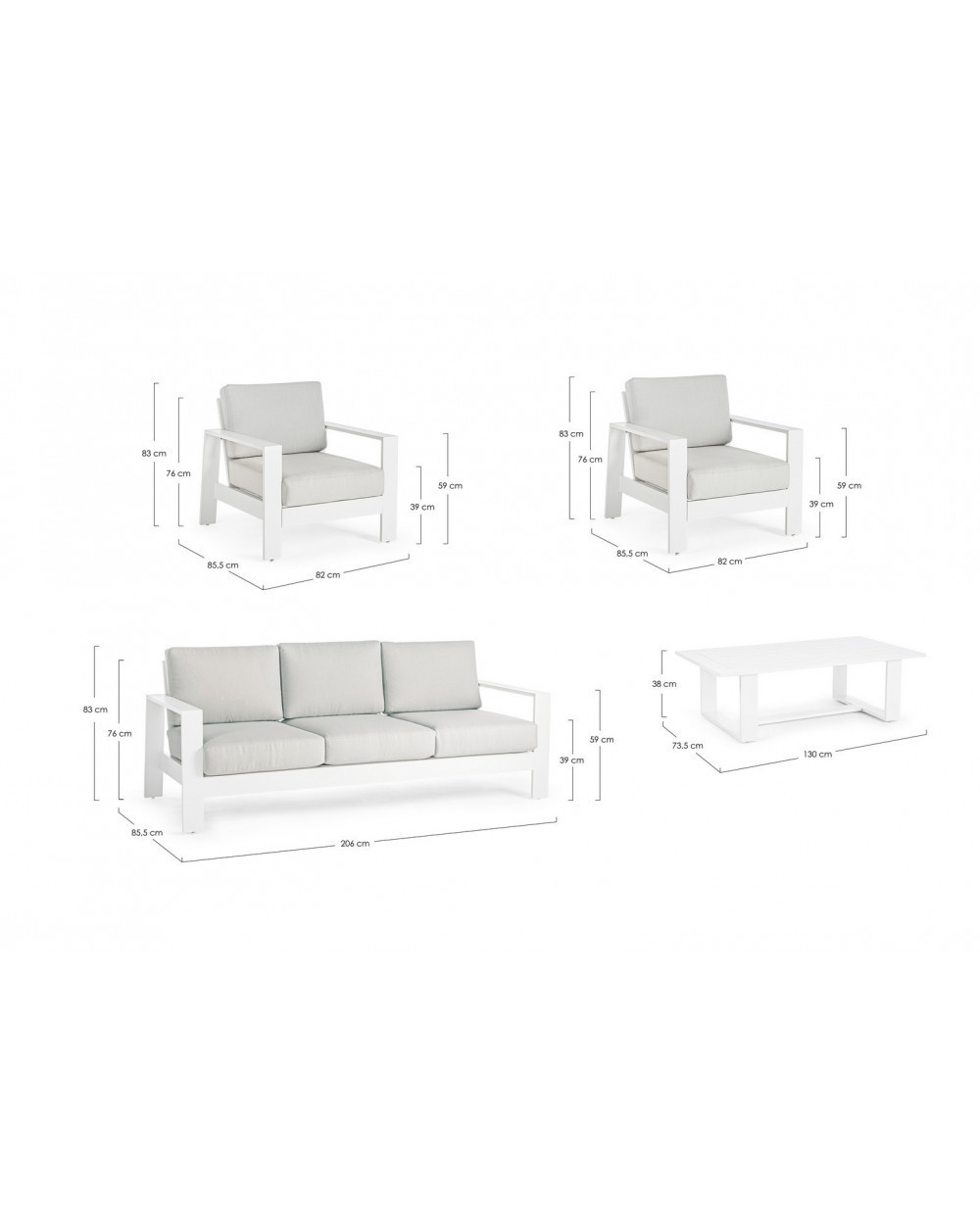 Baltic White Sofa Set