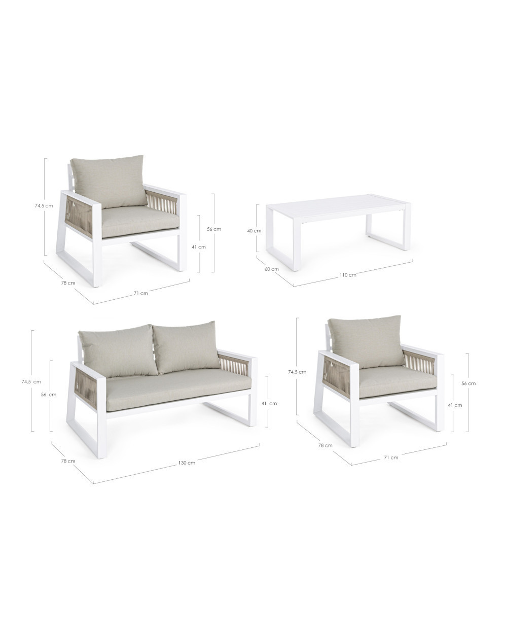 Captiva White Sofa Set