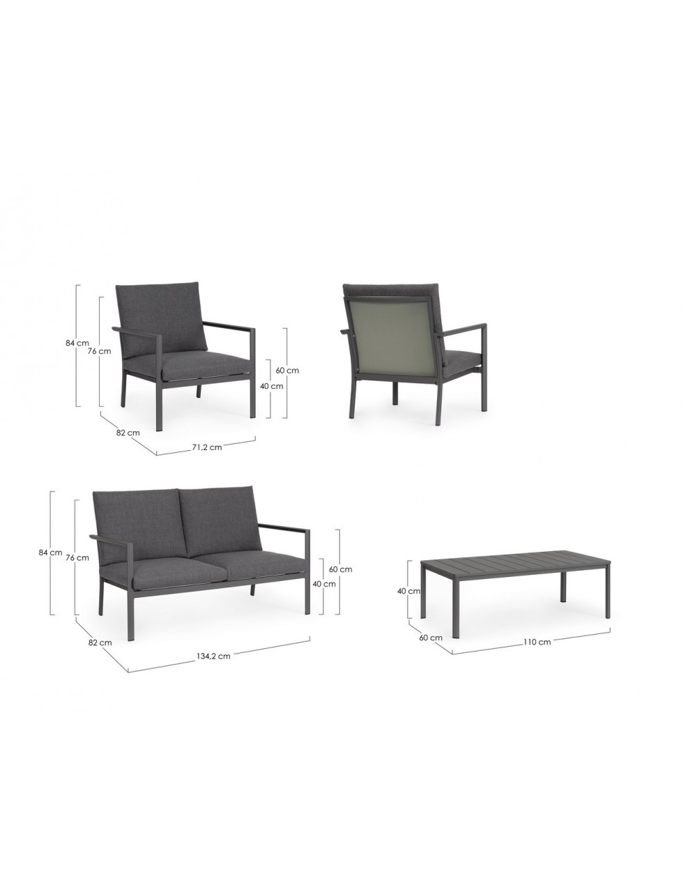 Konnor Antracite Sofa Set